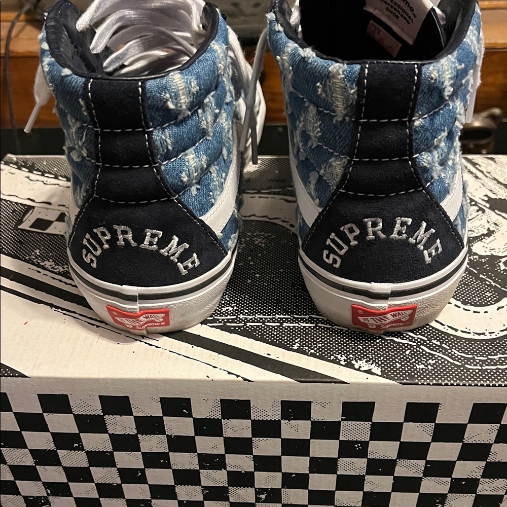SUPREME X VANS HOLE PUNCH DENIM SK8 HI PRO SS20 SIZE 9.5